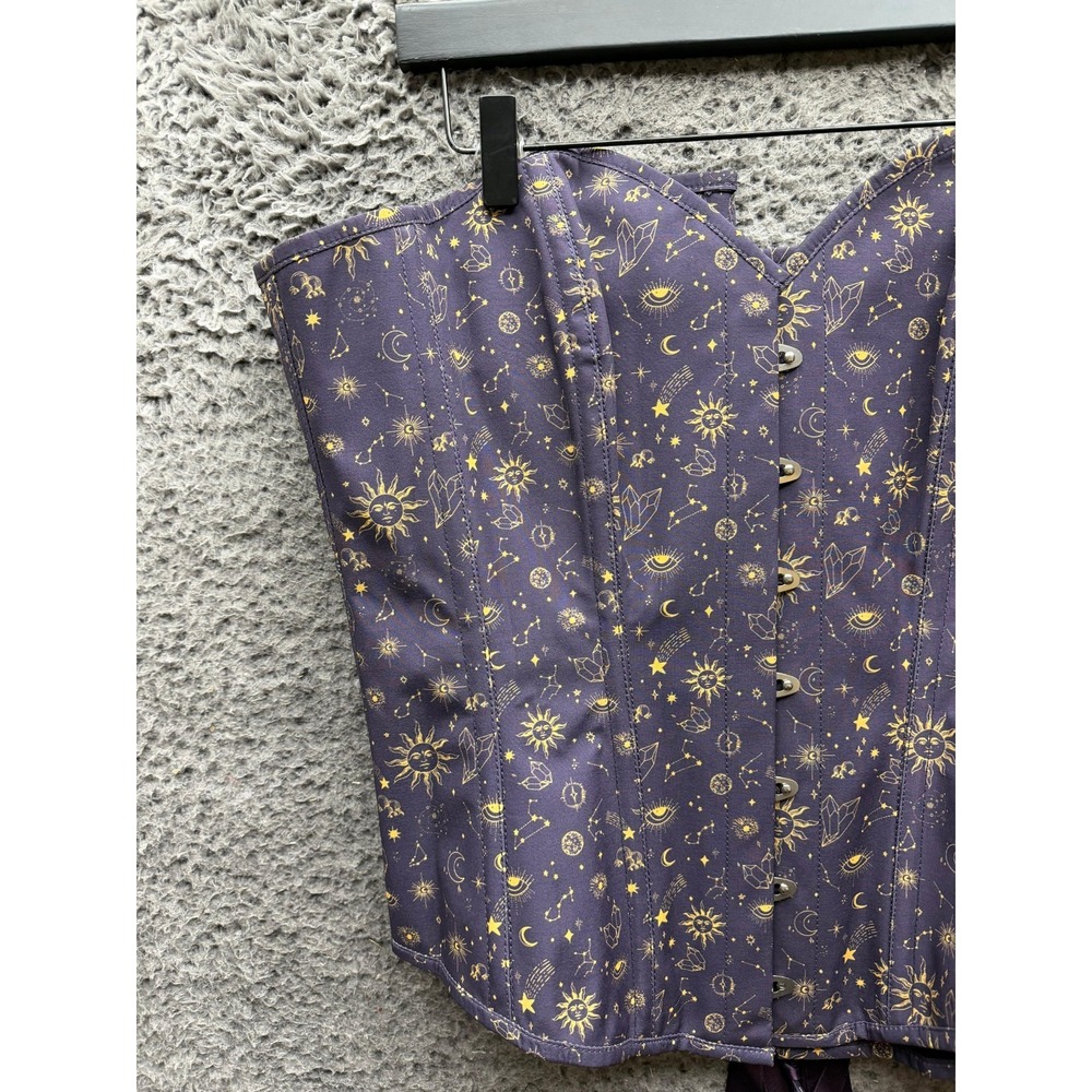 NWOT Corset Story Mystic Galaxy Indigo Gold Longline Overbust Corset Size UK 22 - Picture 3 of 12